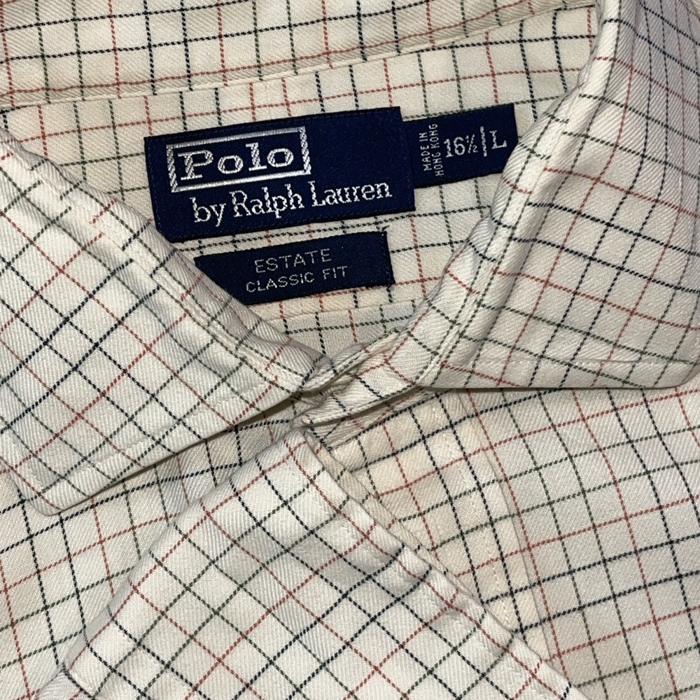 Polo Ralph Lauren Estate Classic Fit Shirt Men 16.5 L Gingham Spread Collar